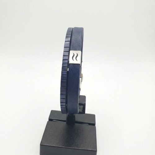 دستبند چرمی زنانه و مردانه با پلاک نقره و طراحی هندسی از بندینوو